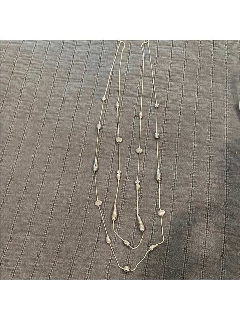 White House Black Market Silver Multi-Strand Bead Necklace